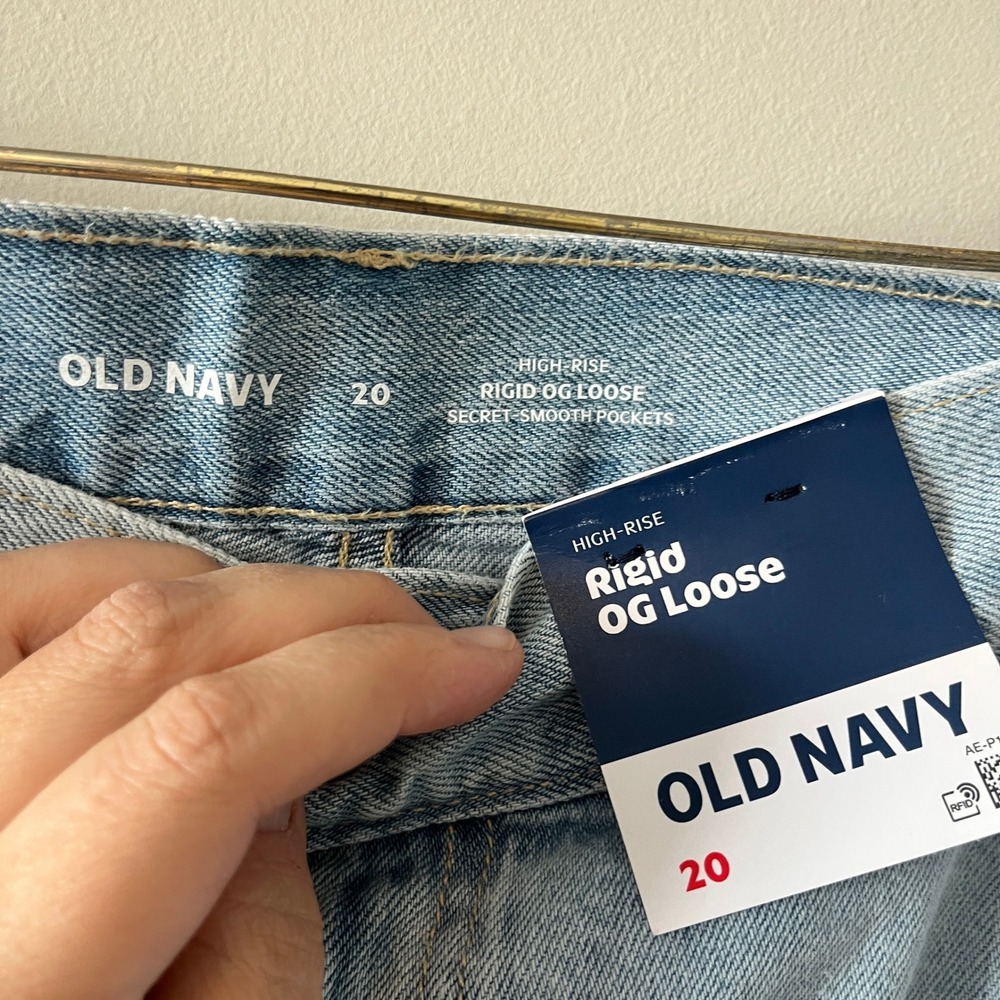 Old Navy Rigid OG Loose Jeans High Rise Light Wash 20 Secret-Smooth Pockets - Picture 5 of 10